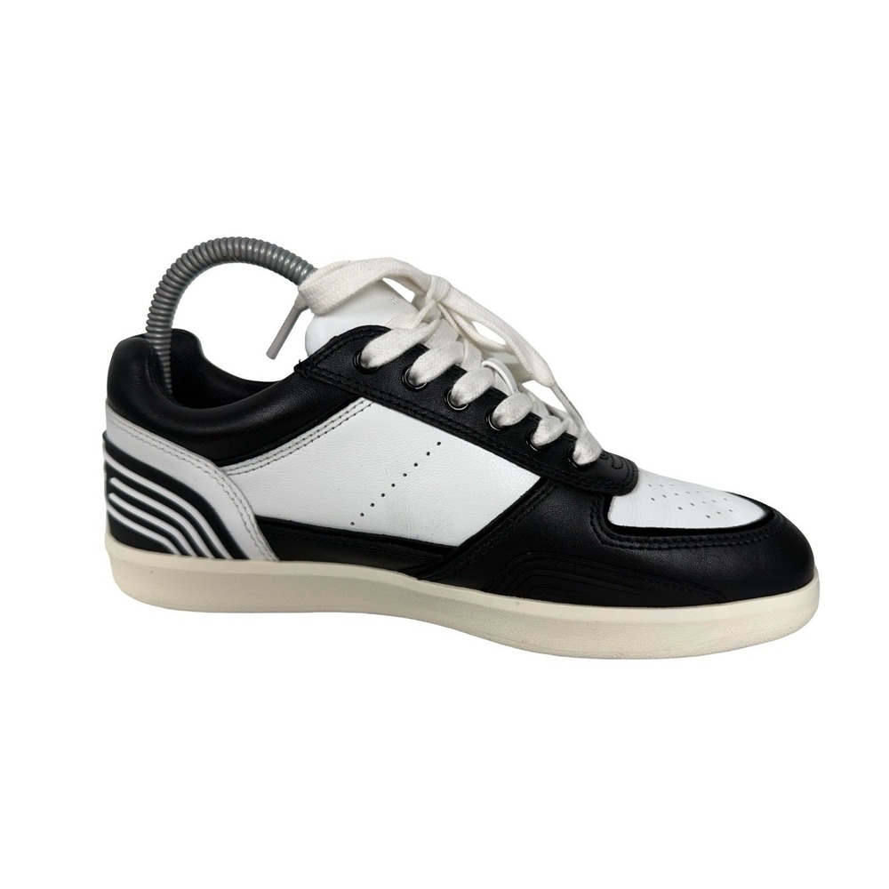 Tory Burch Clover Court Leather Sneakers Black White Womens 6.5 Casual Athletic - Picture 3 of 10